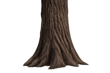 Tree trunk isolated on transparent background, showing textured bark and roots for nature, wood, and environmental design