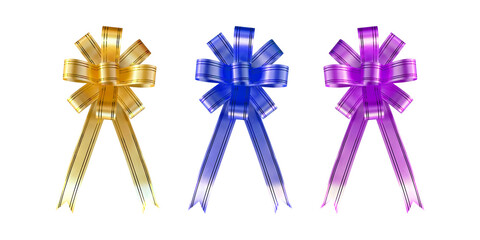 blue ribbon and bow,Separate colorful ribbons for festive decoration isolate.