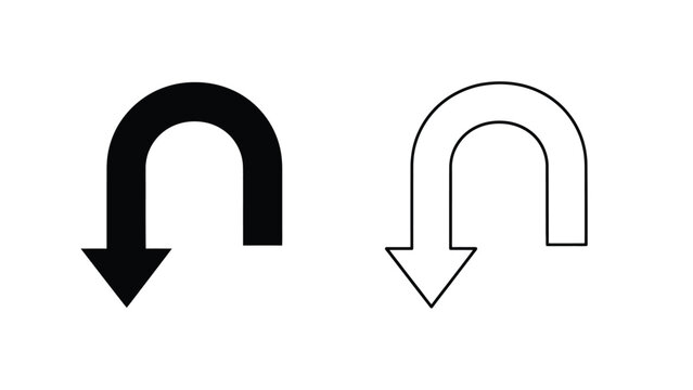 Black and white curved arrow icons depicting a return or reverse direction