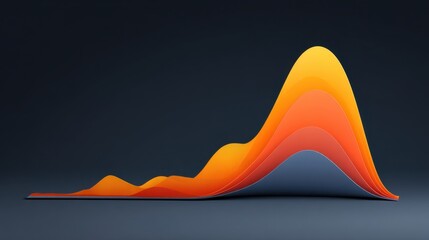 Abstract 3D Graph Displaying Vibrant Waves of Color Representing Data Trends and Fluctuations in Modern Digital Design Aesthetic