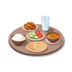 Suhoor Meal Vector Illustration