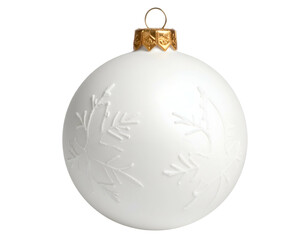 White bauble with embossed snowflake pattern and gold cap