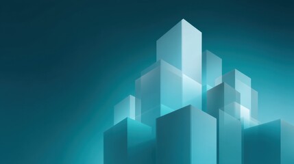 Abstract representation of translucent geometric shapes in a cool blue gradient, conveying depth and modern design aesthetics in a digital environment