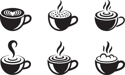 Obraz premium Hot chocolate silhouette christmas vector icon set