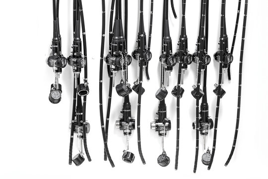 Lafayette, Indiana JUNE 06, 2021: The EVIS EXERA II colonovideoscope is HDTV-compatible modern endoscopy equipment kit produced by Olympus America.