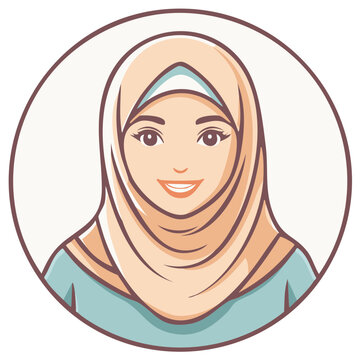 Smiling Young Woman Wearing Hijab in Modern Vector Avatar Profile Picture Illustration