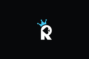 Minimal Trendy Letter R Casino Logo on Black Background
