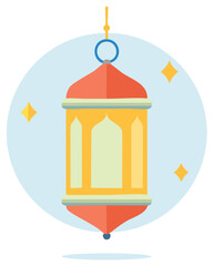 Traditional festive Islamic lantern illustration with star accents for holiday celebrations