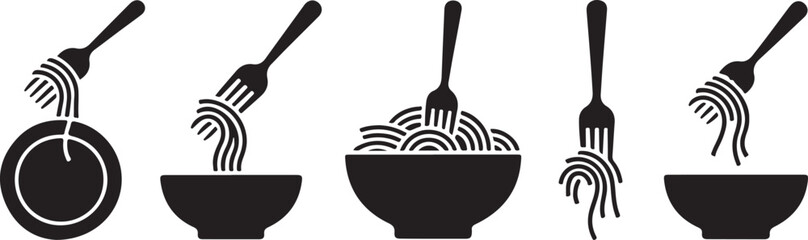 Set of spaghetti plate icon vector illustration isolated on white background