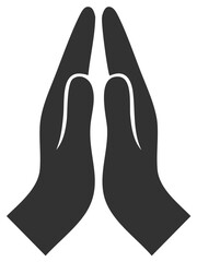 Vector icon of praying hands showing gratitude faith and respect in a minimalist style