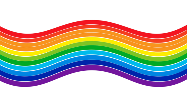 Abstract rainbow wave vector illustration featuring a colorful spectrum curve design with bright light patterns and artistic texture for a modern web banner on white backdrop  - Powered by Adobe