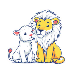 Vsai lion and lamb together illustrating peace and harmony