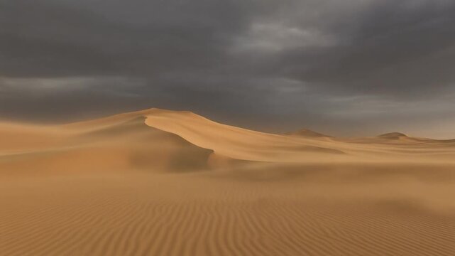 dramatic sand storm in desert, background, digital art