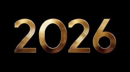 Gleaming Golden Year 2026 Numerical Display on Black Background