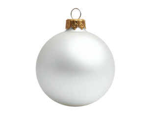 A matte white spherical ornament with a gold cap and ring