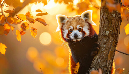 Red Panda in Autumn Sunlight