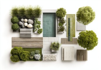 Fototapeta premium a flat lay of garden design elements. this could be used to create a beautiful and lush garden plan.