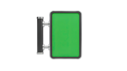 Green Screen Sign with Mounting Hardware on White Background