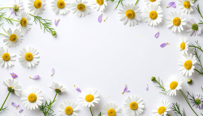 Daisy Flower Frame on White