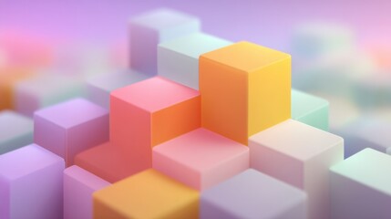 Obraz premium Abstract geometric background with pastel cubes and soft colors creating a conceptual landscape of modern design and digital creativity inspiration