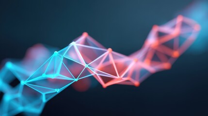 Abstract representation of interconnected nodes with glowing lines in blue and red shades showcasing technology and innovation concepts in digital art