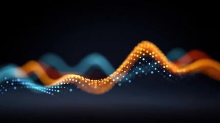 Abstract colorful waves of light with glowing dots on a dark background representing digital data flow and technology innovation concepts