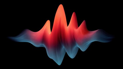 Abstract soundwave design featuring vibrant red and blue colors with smooth flowing lines on a dark background ideal for audio and music themes