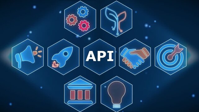 Modern A P I Integration Concept with Hexagonal and Digital API integration digital transformation