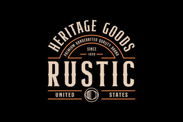 Rustic Heritage Goods Premium Handcrafted Quality Brand United States Logo.