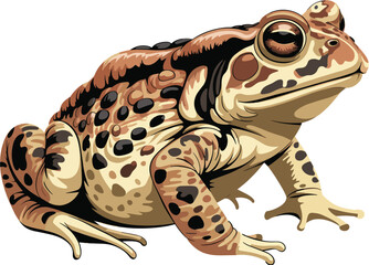 Brown common toad character graphic with realistic skin texture for educational animal content