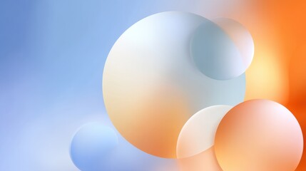 Abstract composition of soft pastel circles against a smooth gradient background featuring blue and orange hues for design and creative projects
