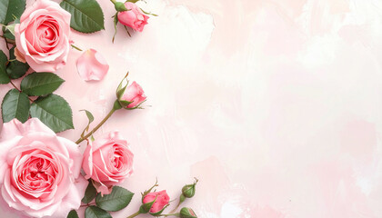 Pink Roses Floral Background