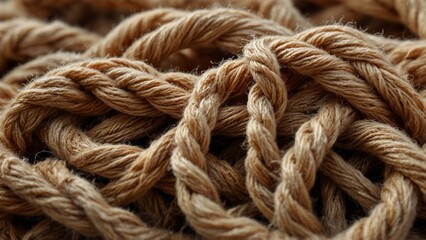 Fototapeta premium Artistic visualization of close up view of pile of rope - Generative AI