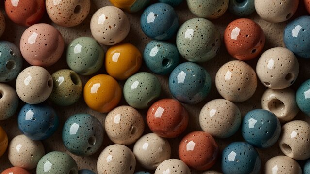 A background of a pile of colorful small beads, wordless poster