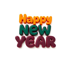 Retro Typography Happy New Year 2026 Design with Bold Colourful Numbers on White Background