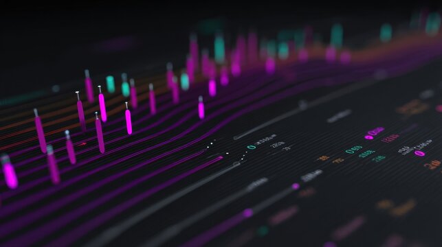 Abstract Data Visualization with Colorful Lines and Dots Representing Information Trends and Patterns in Digital Analytics Environment - Powered by Adobe