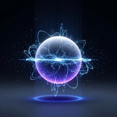 Vibrant purple and blue glowing sphere with dynamic energy lines