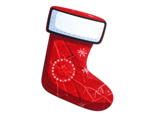 Red Christmas stocking with white snowflake patterns