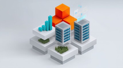 Modern Digital Infrastructure with Data Centers, Graphs, and Cloud Computing Elements Representing Technology and Innovation in Business Growth