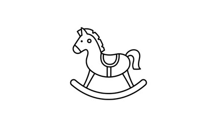 Classic Rocking Horse Wooden Toy Outline Illustration for Kids