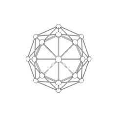 Geometric Polyhedral Molecule Structure Network Line Art Design