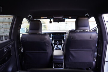 SUV,運転席,後部座席視点,ハンドル,カーナビ, 車内, 室内