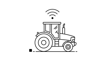 Smart farming tractor line icon for agricultural technology and automation