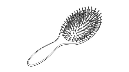 Paddle Hairbrush for Grooming and Personal Care Line Art Illustration