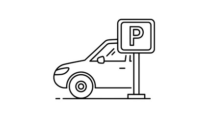 Car parking line icon for urban transportation and city services