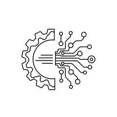 Gear and Electronic Circuit Board for Digital Industry Technology Concept