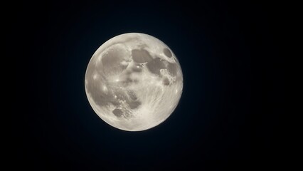 Obraz premium telephoto. Super moon in crisp detail against a deep blue night sky with visible lunar craters. STEM education sheets, lab safety posters, designed for STEM education and laboratory safety posters.