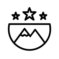 A Mountain Badge with Stars in Clean Vector Line Design
