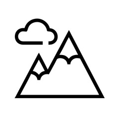 Minimal Vector Mountain Peak with Cloud Lines in Daylight