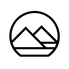 Mountain range in a half circle clean vector line landscape